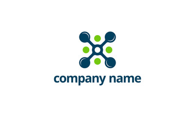 Biotech medical with people link connection community logo design template