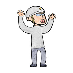 cartoon security man panicking