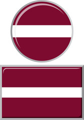 Latvian round and square icon flag. Vector illustration.