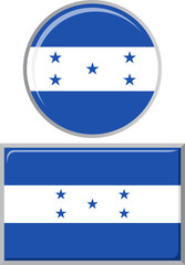 Honduras round and square icon flag. Vector illustration.