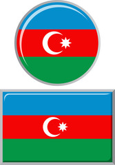 Azerbaijani round and square icon flag. Vector illustration.