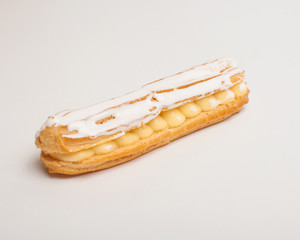 An eclair with white chocolate