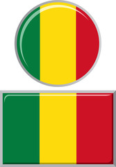 Malian round and square icon flag. Vector illustration.