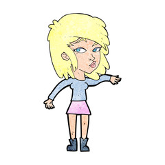 cartoon woman playing it cool