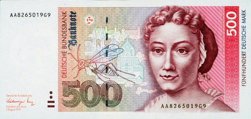 Historische Banknote, 1. August 1991, 500 Mark, Fünfhundert Deutsche Mark, Deutschland