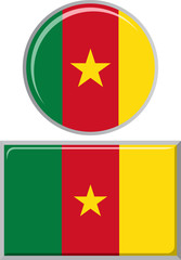 Cameroon round and square icon flag. Vector illustration.