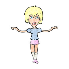 cartoon woman shrugging shoulders