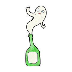 cartoon ghost in bottle