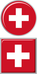 Obraz premium Swiss round and square icon flag. Vector illustration.