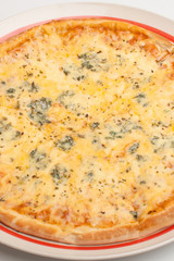 Italian pizza with basil and cheese