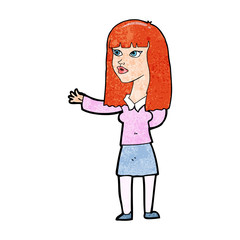 cartoon woman gesturing to show something