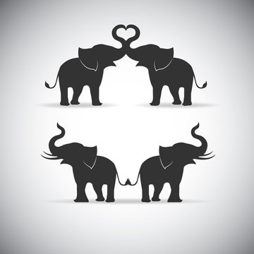 Silhouette lovers an elephant