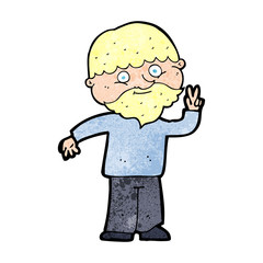 cartoon man giving peace sign