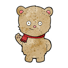 cartoon waving teddy bear