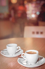Espressos in a cafe