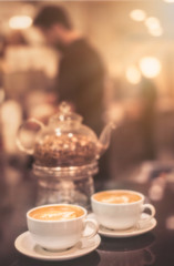 Cappuccinos in a cafe