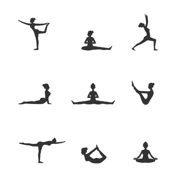 9 vector yoga pose silhouettes