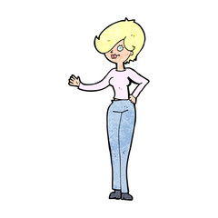 cartoon woman waving