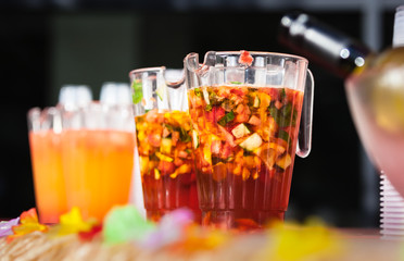 Jugs of alcohol punch