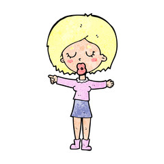cartoon pointing woman