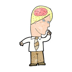 cartoon businessman with huge brain