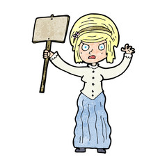 cartoon vicorian woman protesting
