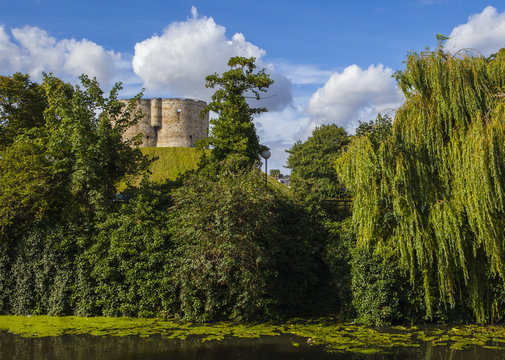 Clifford's Tower and the River Ouse in York, England.