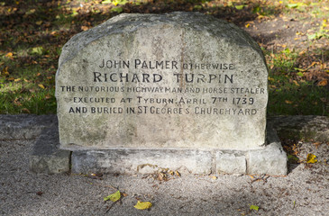 Grave of Dick Turpin in York, England.