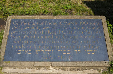 Plaque at Clifford's Tower in York, England.
