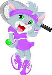 cute cat doing tennis
