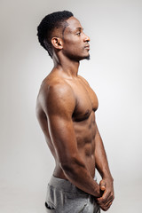 Fototapeta premium Athletic african american man shirtless