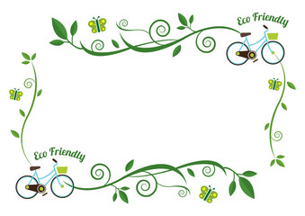 Obraz premium Bicycle with Creeping Plant Decoration Frame, Ecology, Energy Conservation