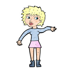 cartoon friendly woman waving