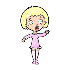cartoon waving woman