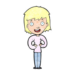 cartoon happy woman