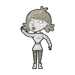 Fototapeta premium cartoon robot woman waving