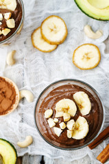 raw vegan avocado banana chocolate pudding