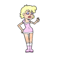 cartoon woman making dismissive gesture