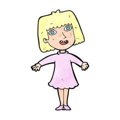 cartoon happy woman in dress