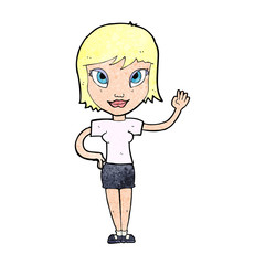 cartoon woman waving