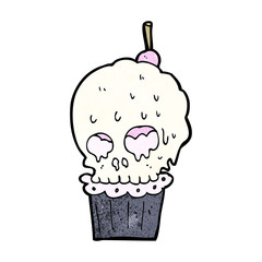 cartoon spooky skull cupcake