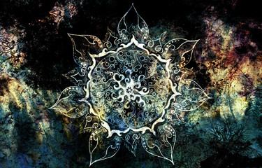 oriental ornamental mandala and color abstract background 