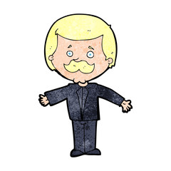 cartoon mustache man with open arms