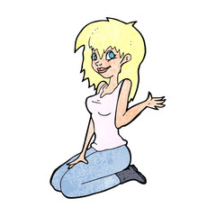 cartoon pretty girl waving