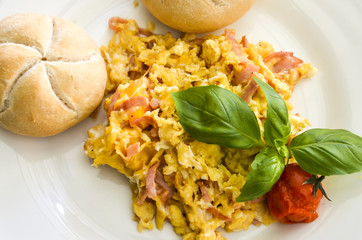 Perfect breakfast , scrambled eggs.