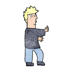 cartoon nervous man waving