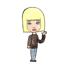 cartoon woman waving