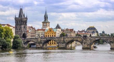 Fototapeta na wymiar Prague, Charles Bridge in Prague (Karluv Most)