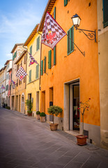 Fototapeta na wymiar Beautiful street of San Quirico Dorcia, Tuscany