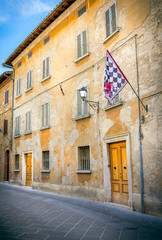 Beautiful street of San Quirico Dorcia, Tuscany